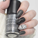 UFO (B573) - Dark Gray with Silver Glitter Stamping Polish