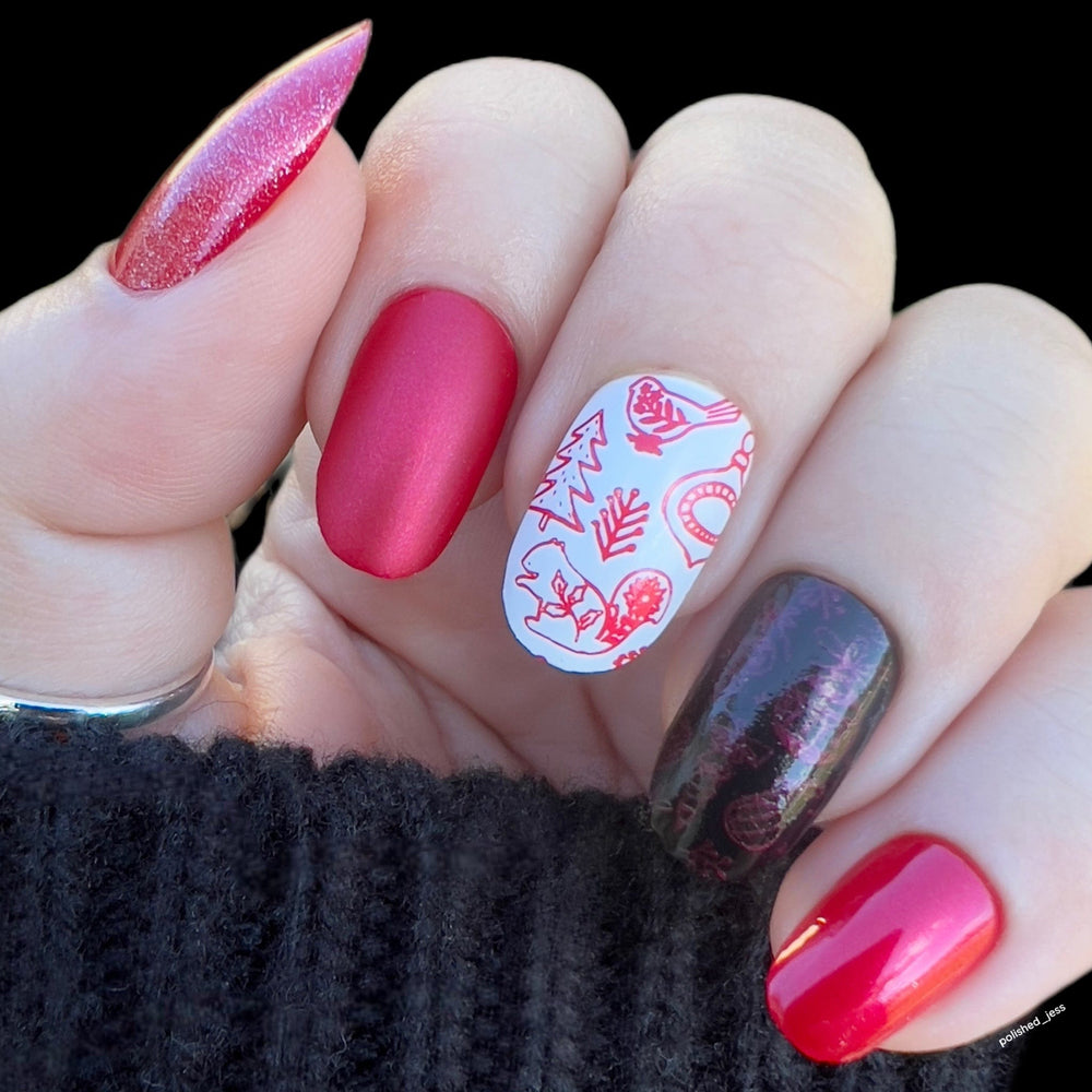 Winterberry (B493) - Pearl Red Stamping Polish