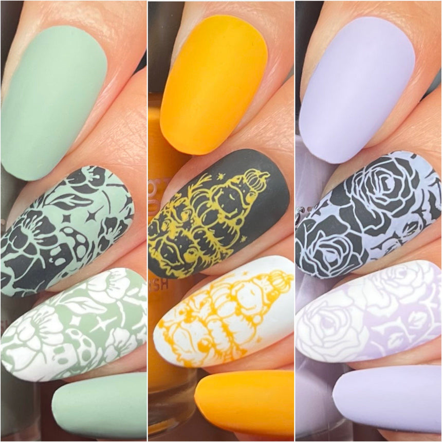 Withered Beauty: 3-Piece Pearl Cream Stamping Polish Set