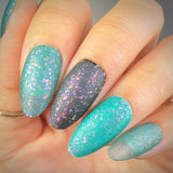 Woodland Walk: Ivy League (P154) - Green Jelly Flakies Nail Polish