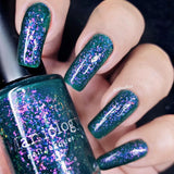 Woodland Walk: Ivy League (P154) - Green Jelly Flakies Nail Polish