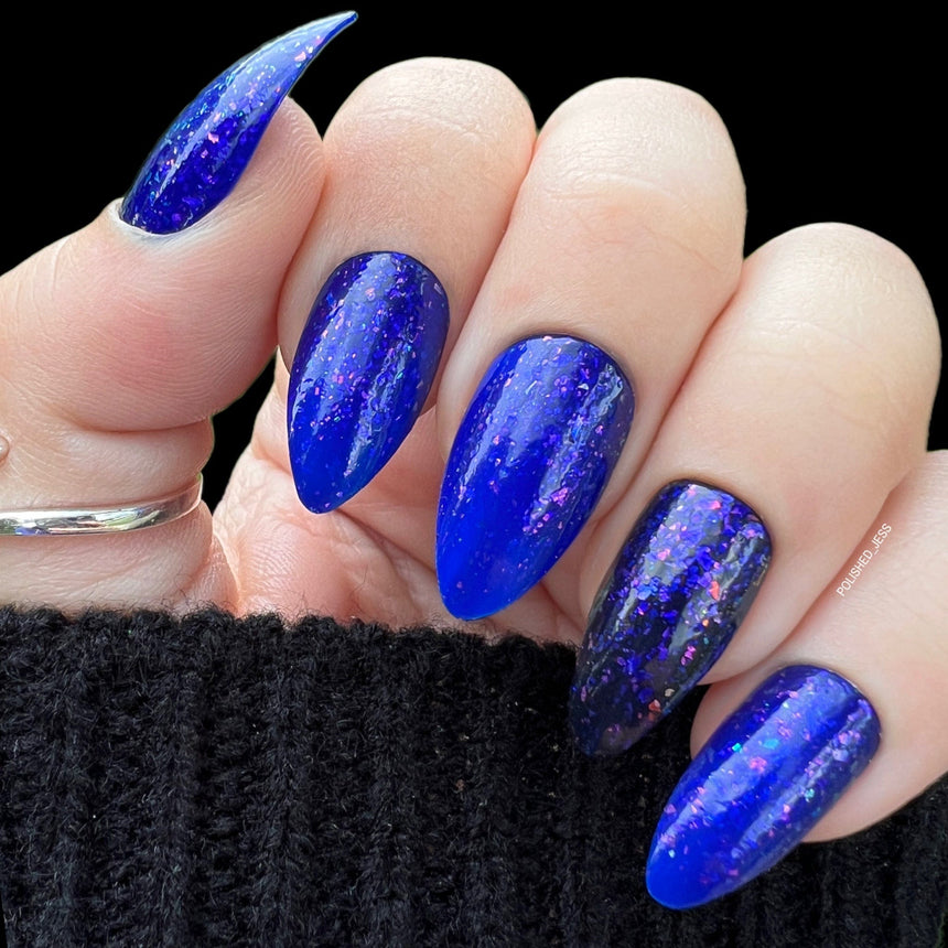 Woodland Walk: Northlight (P156) - Royal Blue Jelly Flakies Nail Polish