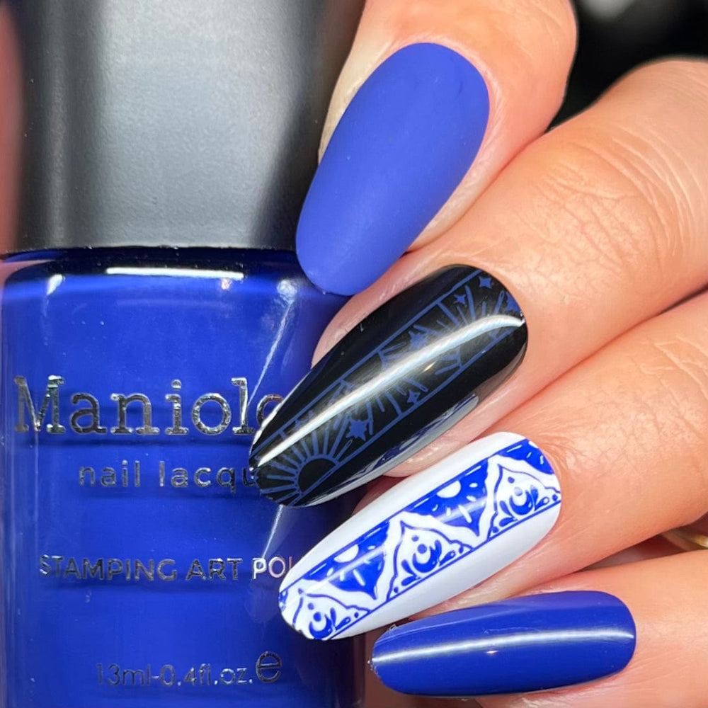 Bluebeam (B536) - Cream Electric Blue Stamping Polish