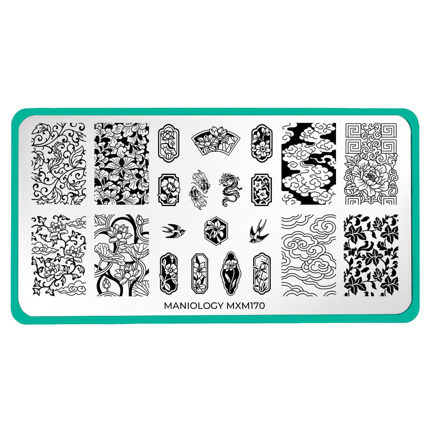 Fine China: Porcelain Blues (MXM170) - Nail Stamping Plate