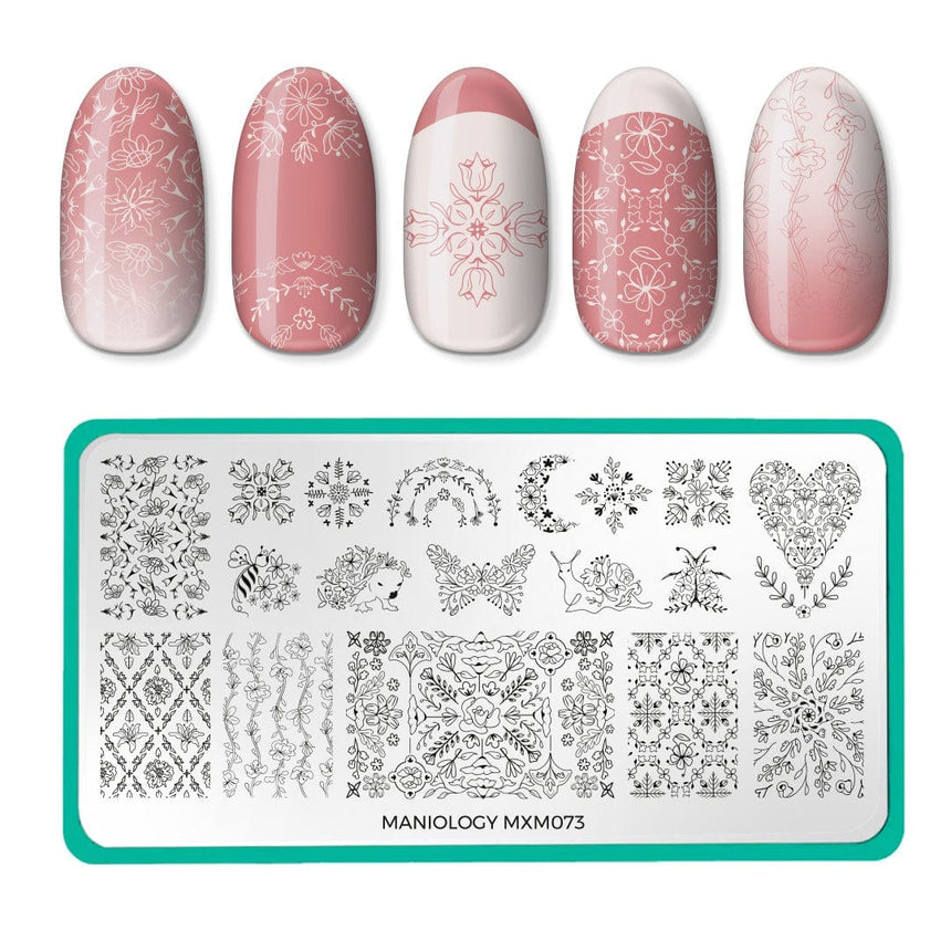 Floral Kaleidoscope: Folk Forest (MXM073) - Nail Stamping Plate