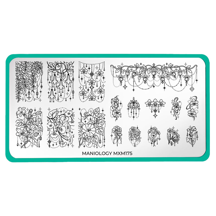 Garden Gems: Gemstone Bouquet (MXM175) - Nail Stamping Plate
