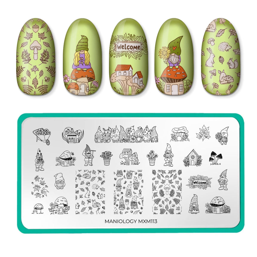 Garden Gnomes: Gnome Sweet Gnome (MXM113) - Nail Stamping Plate