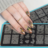 Golden Harvest: Scroll & Season (MXM162) - Nail Stamping Plate