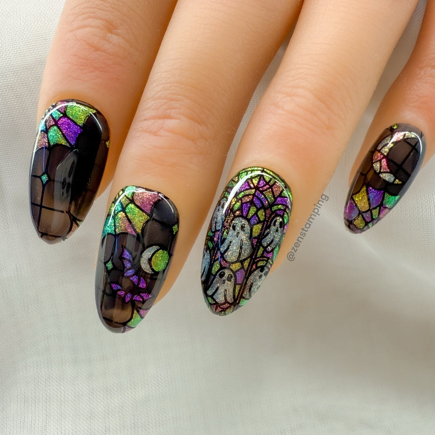 Haunted Reflections: Moonlit Mosaic (MXM160) - Nail Stamping Plate