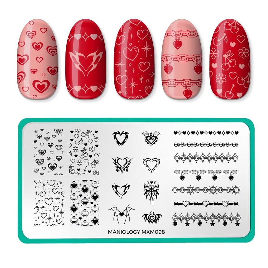 Hearts & Chains: Links of Love (MXM098) - Nail Stamping Plate