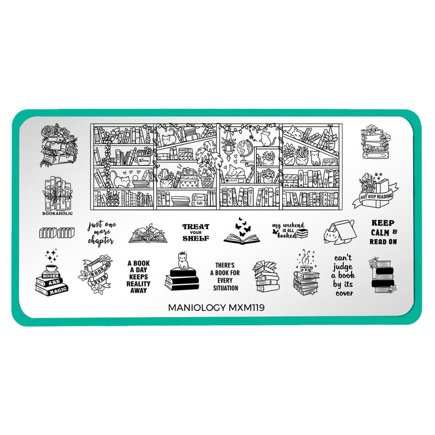 Purrfect Prose: Paws & Pages (MXM119) - Nail Stamping Plate