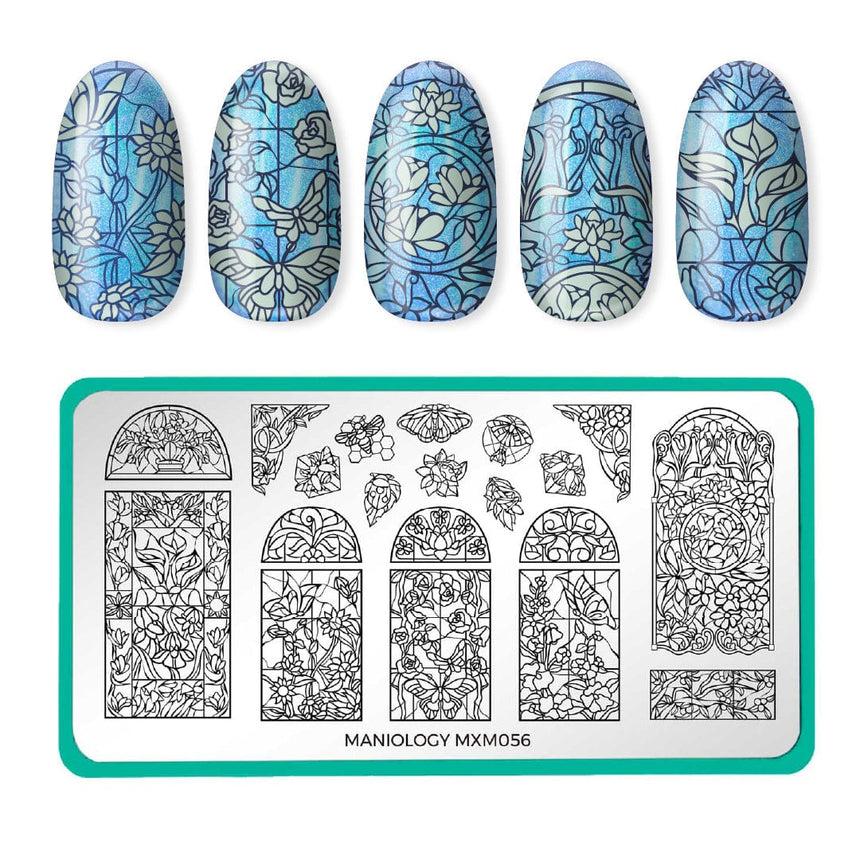 Stained Glass: Petal Pane (MXM056) - Nail Stamping Plate