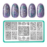 Stained Glass: Windowed Wilderness (MXM055) - Nail Stamping Plate