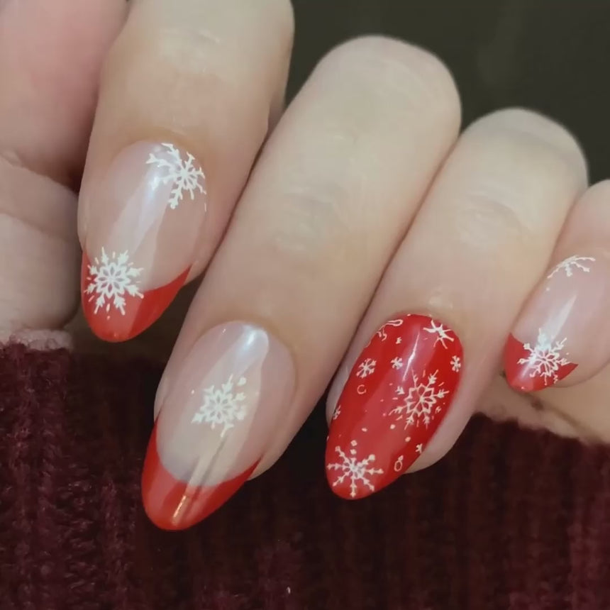 Fiery French Press On Nails - Short Almond