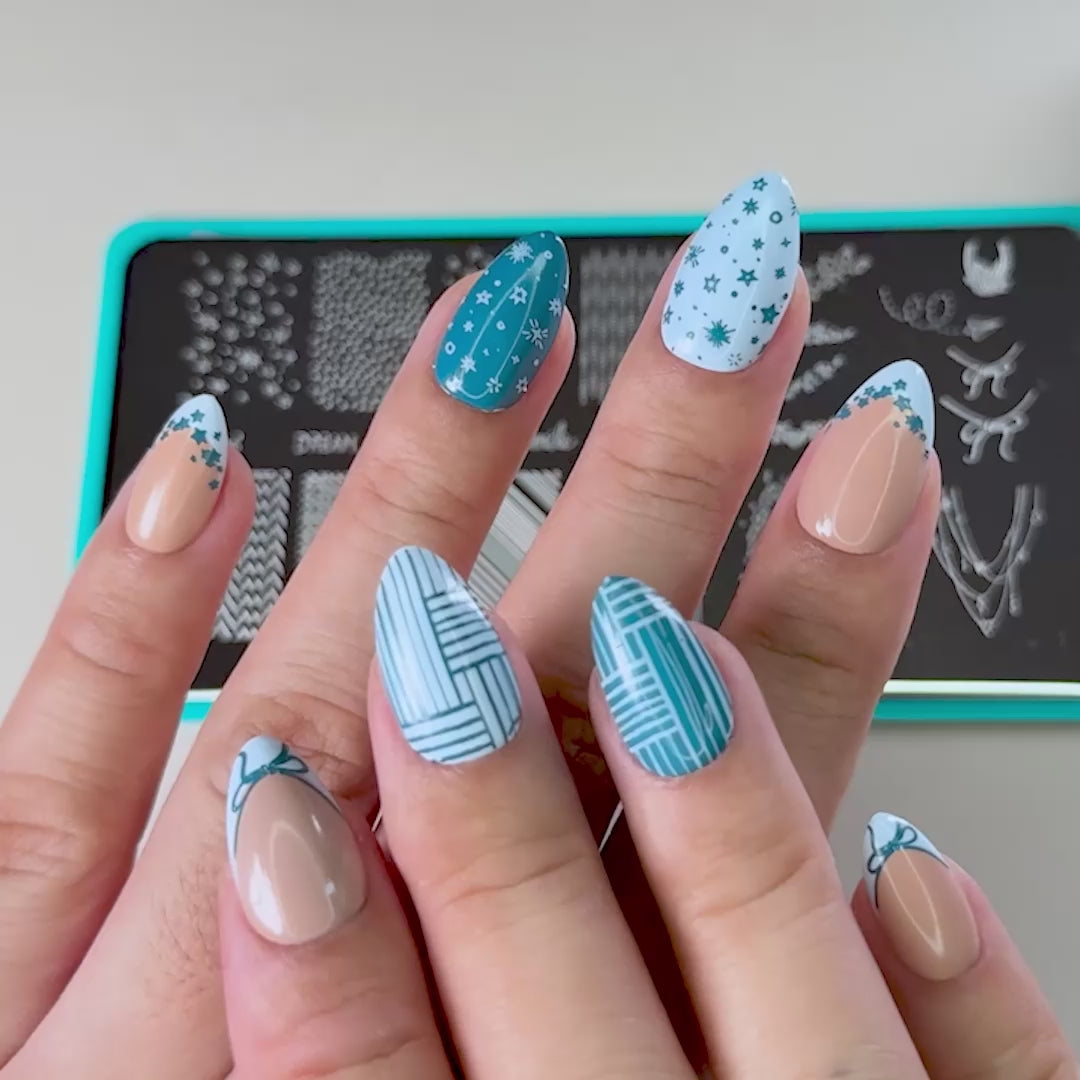 Simply Classic Nail Stamping Starter Kit with Blue Polish