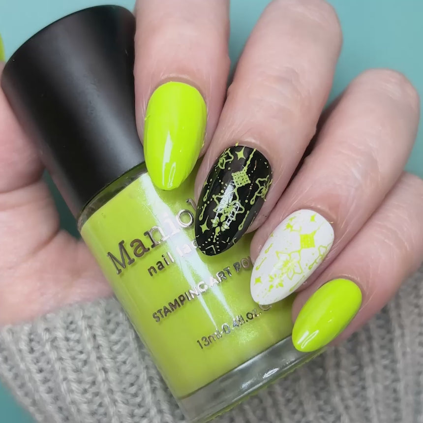 Sparkling Stems (B584) - Light Green Creme Shimmer Stamping Polish