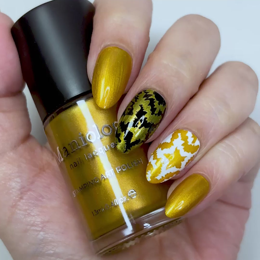 Solar Swirl (B586) - Dark Yellow Metallic Stamping Polish