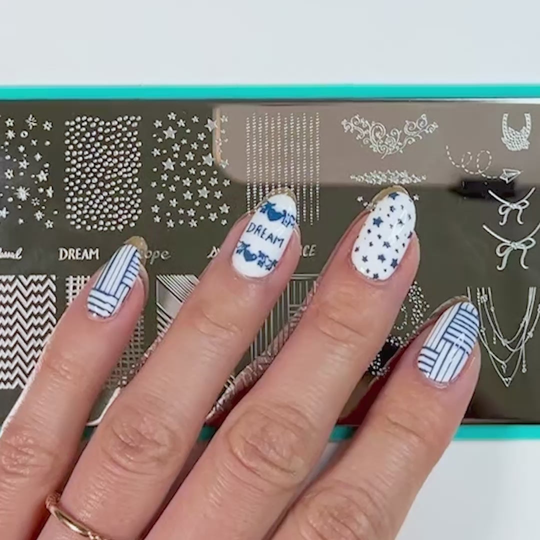 Simply Classic Nail Stamping Starter Kit with Blue Polish
