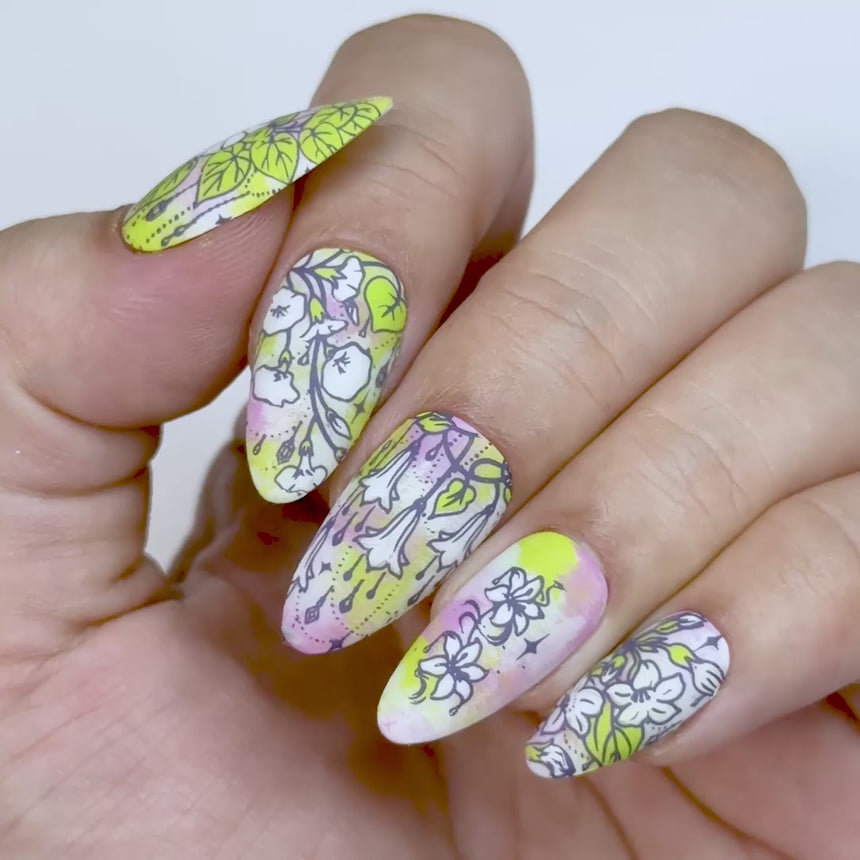Garden Gems: Gemstone Bouquet (MXM175) - Nail Stamping Plate