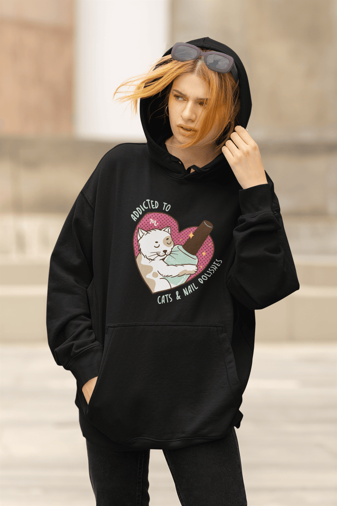 Addicted to Cats And Nail Polishes - Heavy Blend Hoodie Sweatshirt