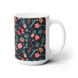 Festively Manicured Black Ceramic Coffee Mug 15oz