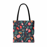 Festively Manicured Black Tote Bag