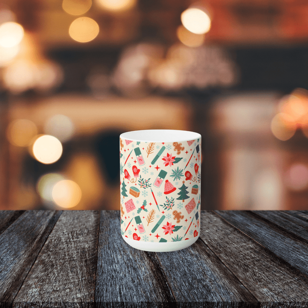 Festively Manicured Ceramic Coffee Mug 15oz