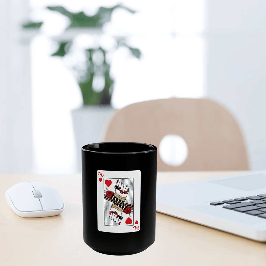 Nail Queen of Hearts Ceramic Coffee Black Mug 15oz