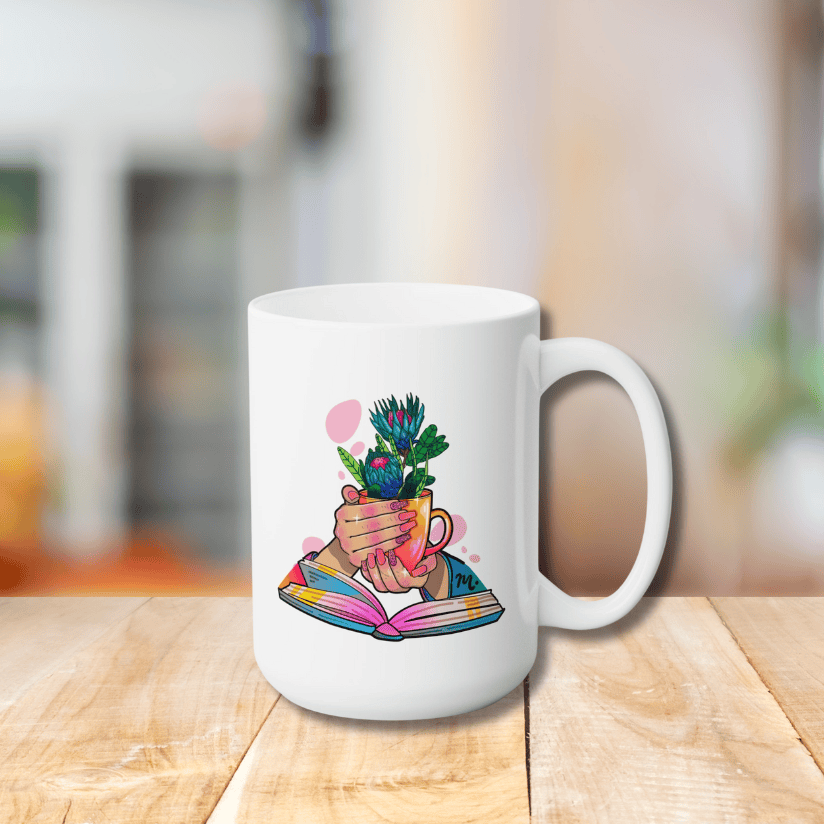 Plants, Books and Nails Ceramic Coffee Mug 15oz