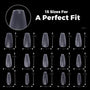 300pcs Full Cover Nail Tips for Extension in 15 Sizes - Medium Coffin