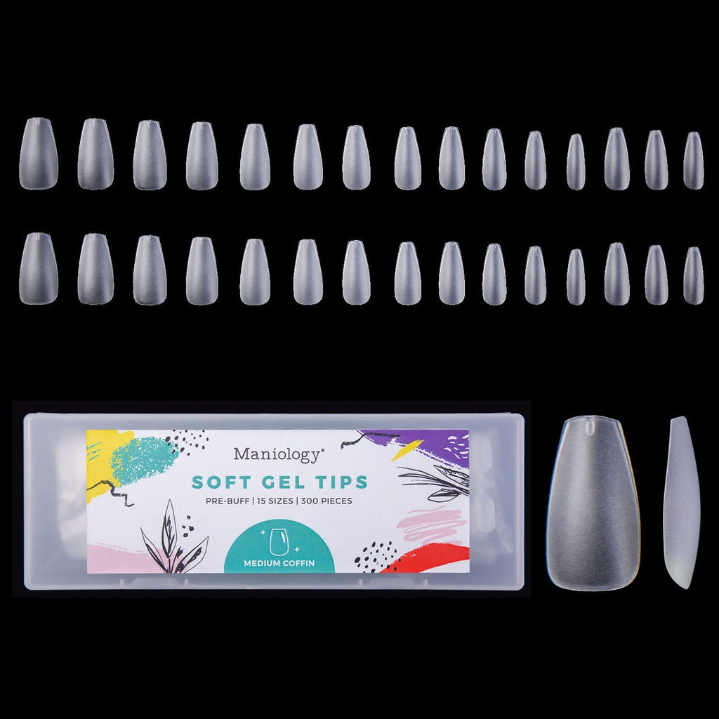 300pcs Full Cover Nail Tips For Extension In 15 Sizes Medium Coffin