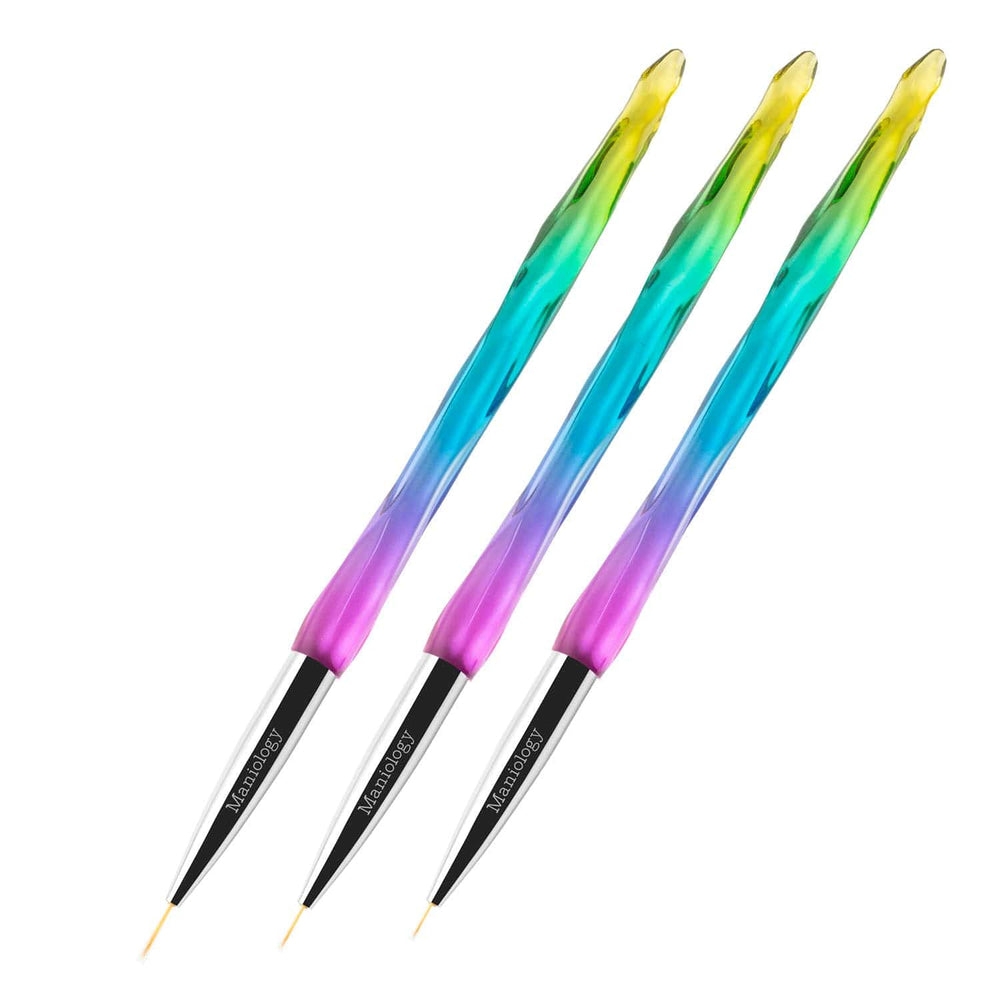 3pc Detailing Brush Set w/ Rainbow Gradient Acrylic Handles