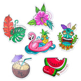 6pc Vinyl Stickers Set - Island Style Hawaiian Plants