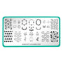 An Artist Collaboration (Nailbees) nail stamping plate featuring tons of kawaii full nail and accent style images with cute animals, floral frames, bees, parakeets, piggies, deer, puppy butts design by Maniology (m007).