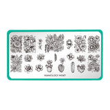 A nail art stamping plate full of flowers bouquet, succulents and cacti by Maniology (m067).