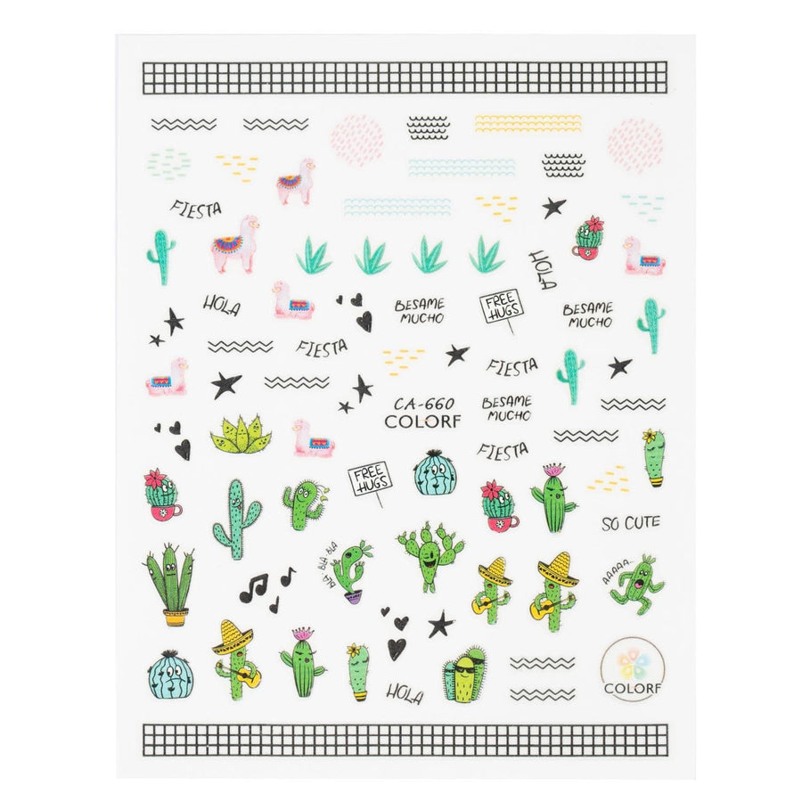 Cactus Fiesta (CA-660) - Nail Art Sticker Sheet