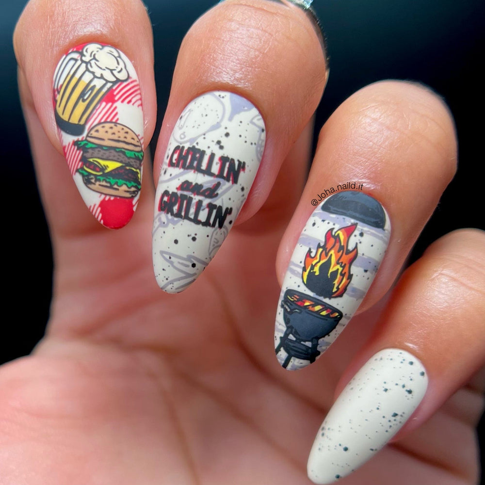 Chillin’ and Grillin’ (M318) - Nail Stamping Plate