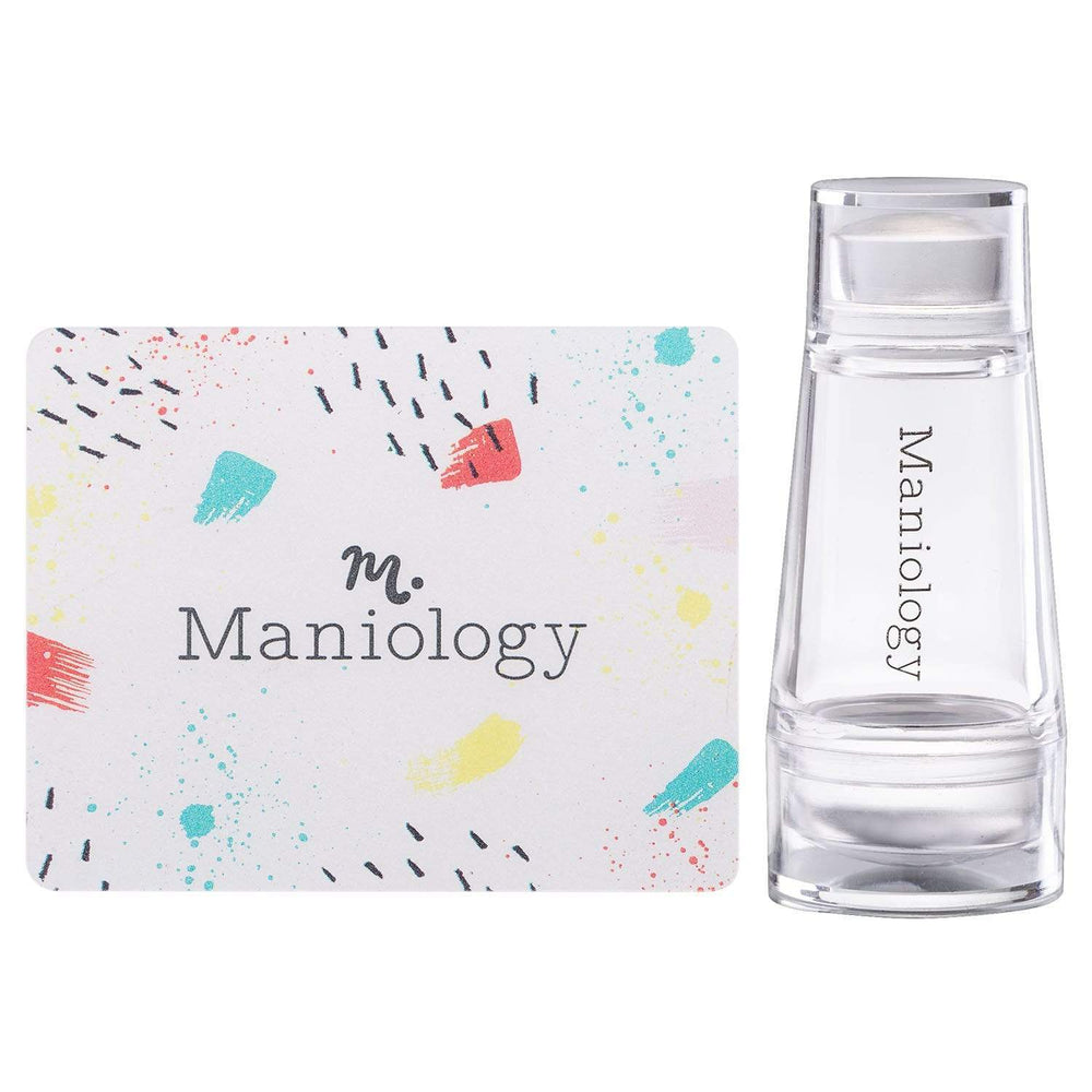 A  Mini Dual Ended Clear Nail Art Stamper + Scraper Card by Maniology.