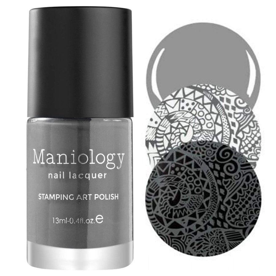 A Dark Gray Nail Art Stamping Polish that looks just luscious over any base color by Maniology Storm Cloud.