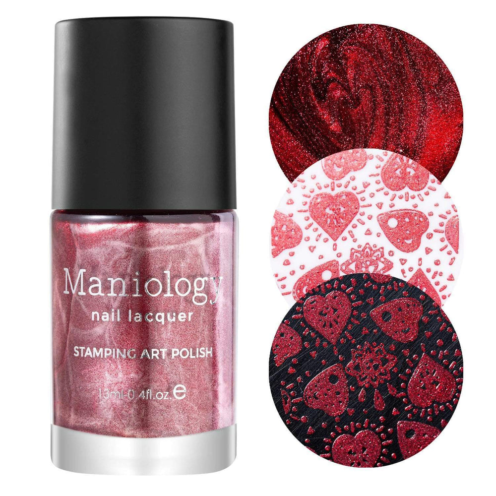 A Metallic Scarlet Red Stamping Polish from Darkest Night collection Evil Eye (B308).
