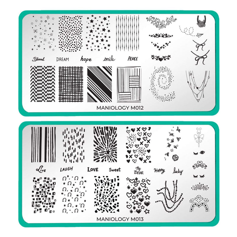 Maniology Forever Young: Nail Stamping Starter Kit - Stainless Steel  Plates, Polishes, Scraper, & Stamper 