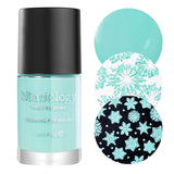 An icy teal blue Stamping Polish Frosty (B306) featuring  a beautiful cream finish, perfect for chillin' anytime of year.