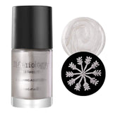 A cool Frozen (B316) white stamping polish with an elegant pearlescent finish.