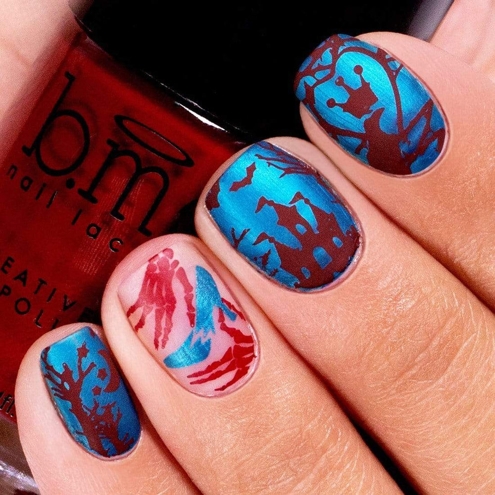 Cinderella inspired Halloween manicure created using Maniology's Glass Slipper nail stamping polish