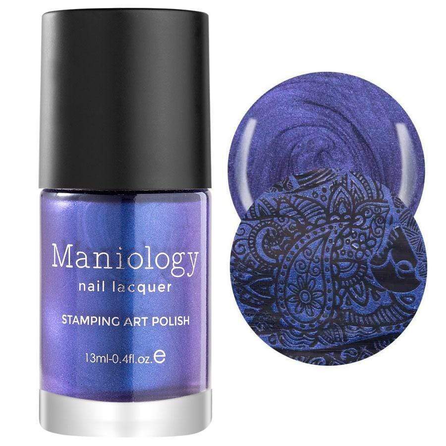 An Indigo Duochrome Stamping Polish from Grimm's Nightfall Collection: Gretel Brittle by Maniology.