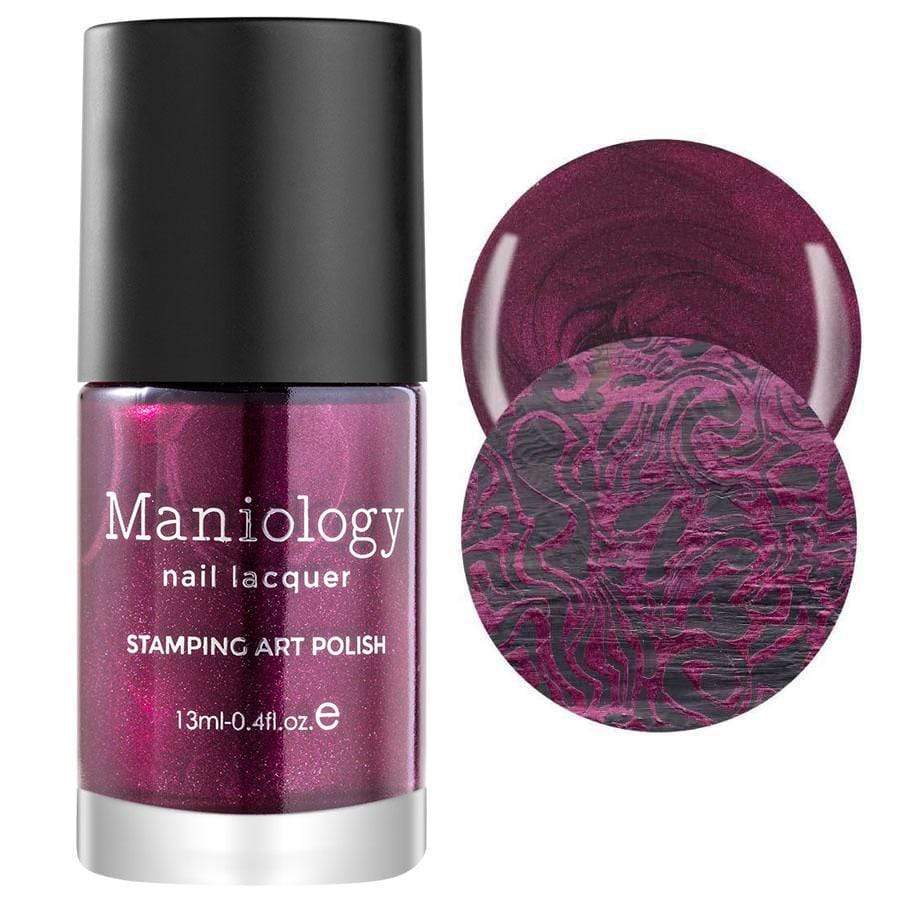 A fierce metallic plum creative art nail stamping polish from Grimm's Nightfall Collection: Wolfish by Maniology.