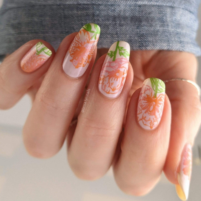 Layered Flowers Nail Stamping Plate Design 2019 | Maniology