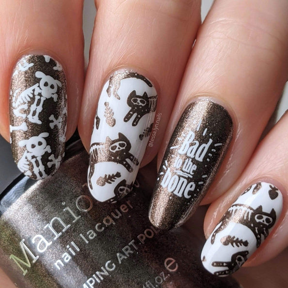 Bad to the Bone Halloween Nail Stamping Plate | Maniology
