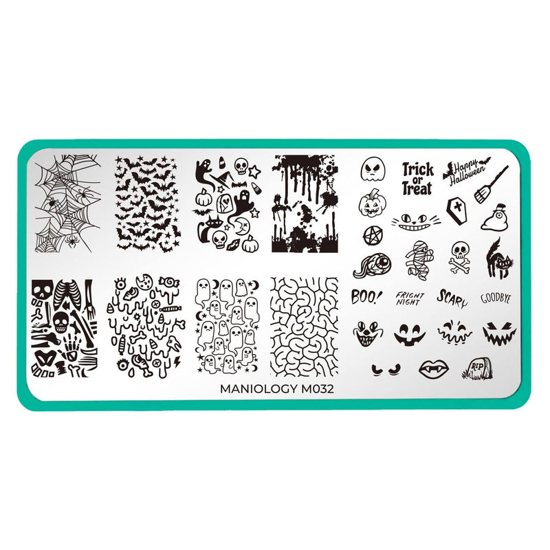 Maniology Fright Night Creepy Cute Stamping Bundle, Stainless Steel Plate with Nail Art Set for Women, Women's, Silver