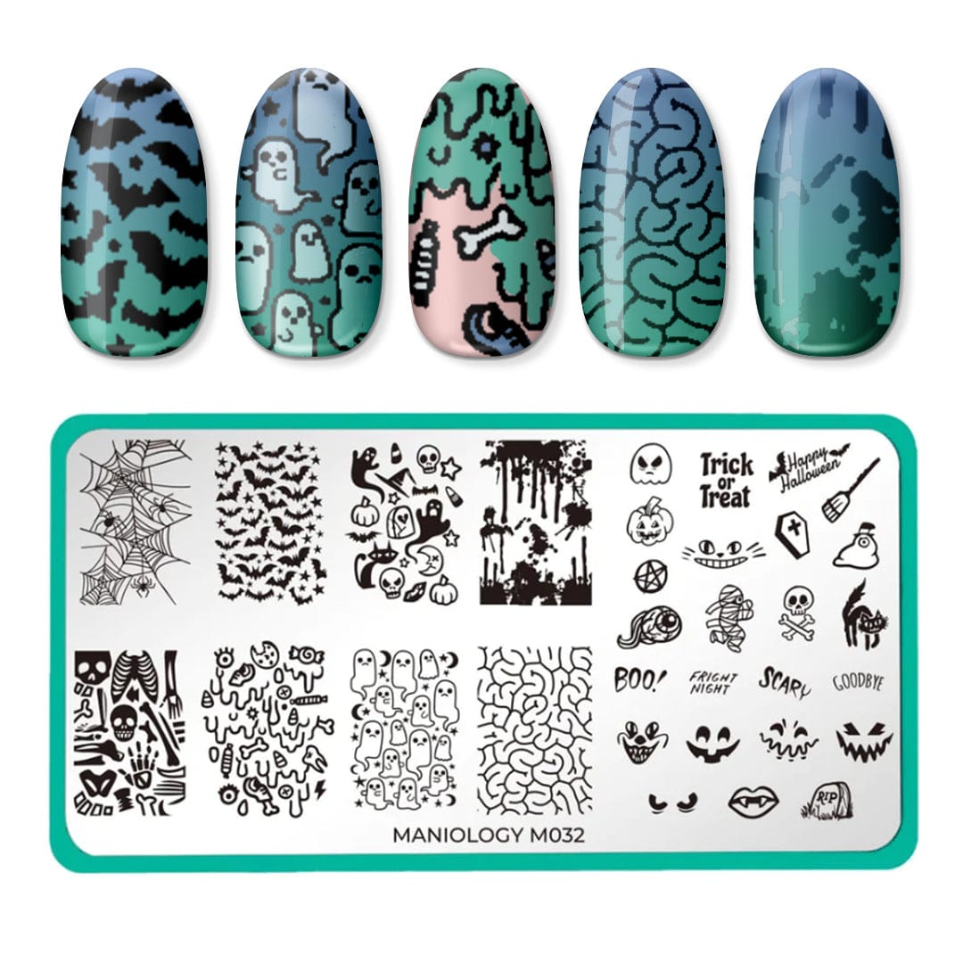 Boo-gie French (M304) - Nail Stamping Plate  Nail stamping plates,  Halloween nail designs, Stamping plates